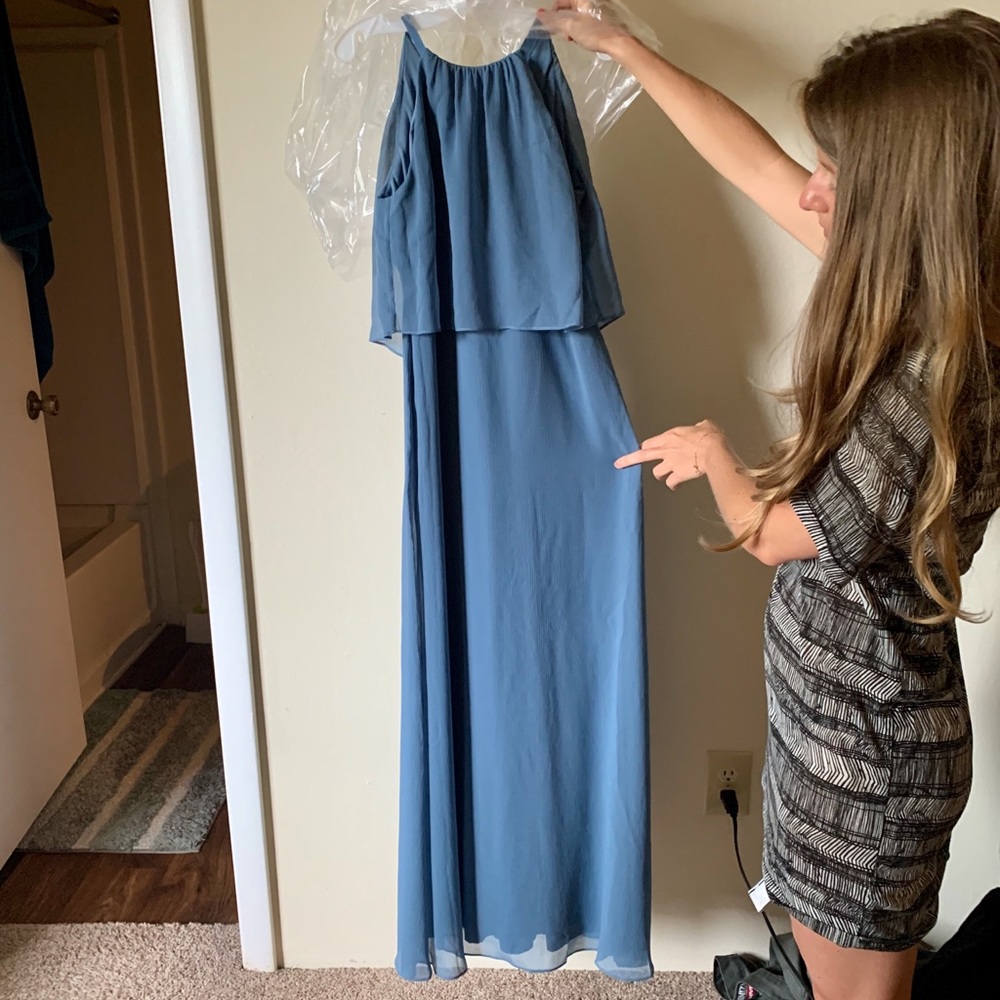David’s Bridal Junior Bridesmaid Dress Steel Blue